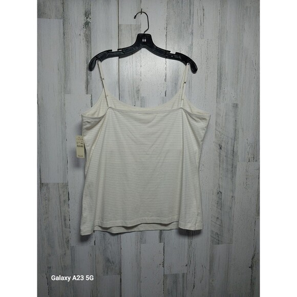 EDDIE BAUER WOMEN’S TANK TOP CAMISOLE SIZE XXL IVORY SILVER STRIPE NWT - Picture 5 of 8